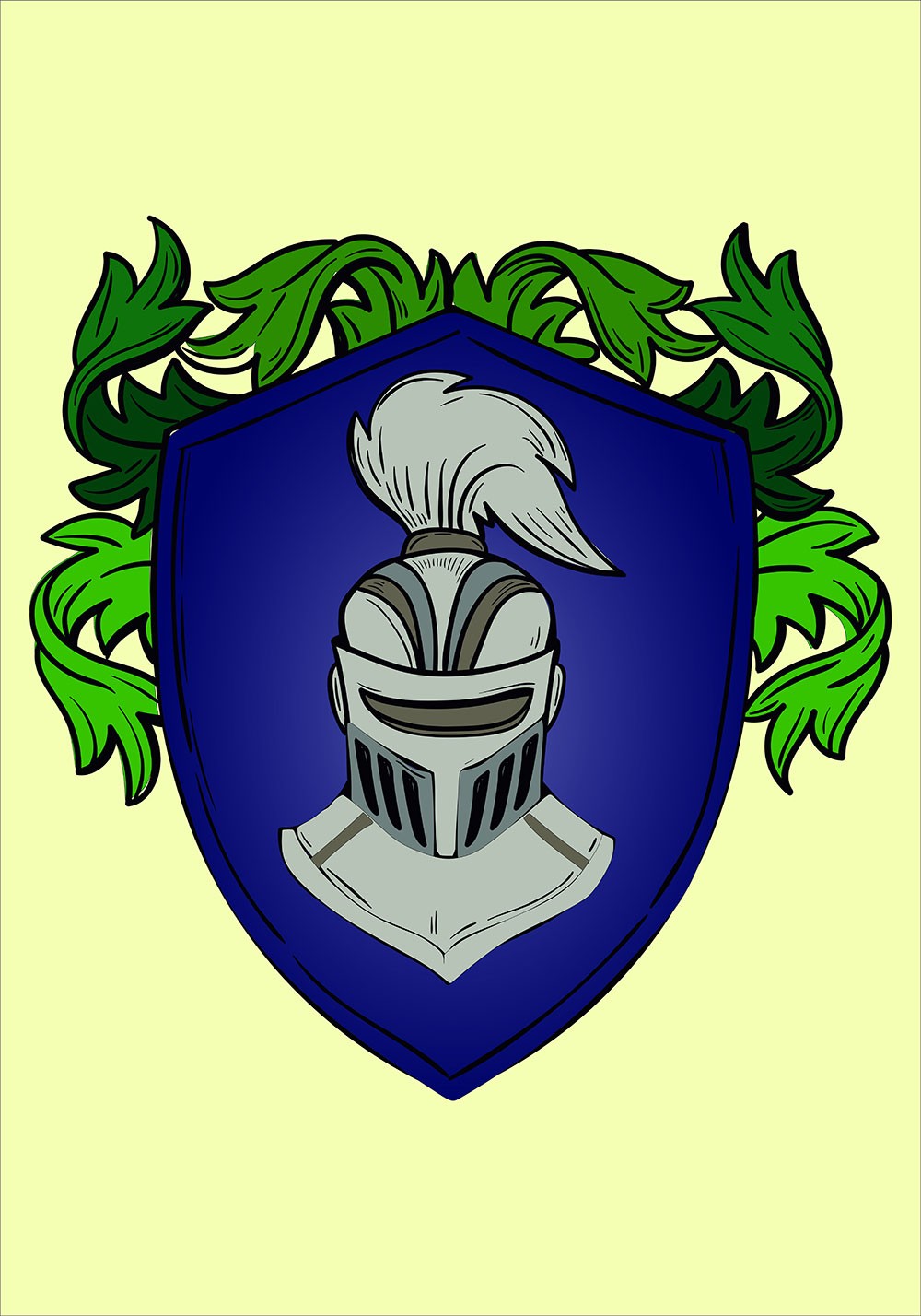Estandarte Medieval Escudo Heráldico hiedra y casco
