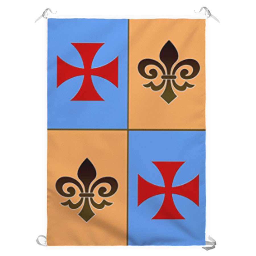 Estandarte Medieval Cuartelado Cruz Templaria (70x100 cms.)