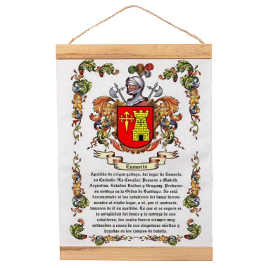 Banderín con marco de madera Personalizado con tu Apellido (30x45 cm.)