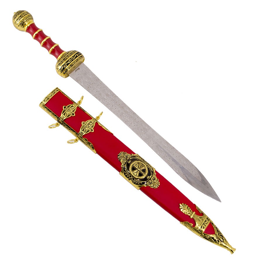 Spatha caballería romana con vaina roja