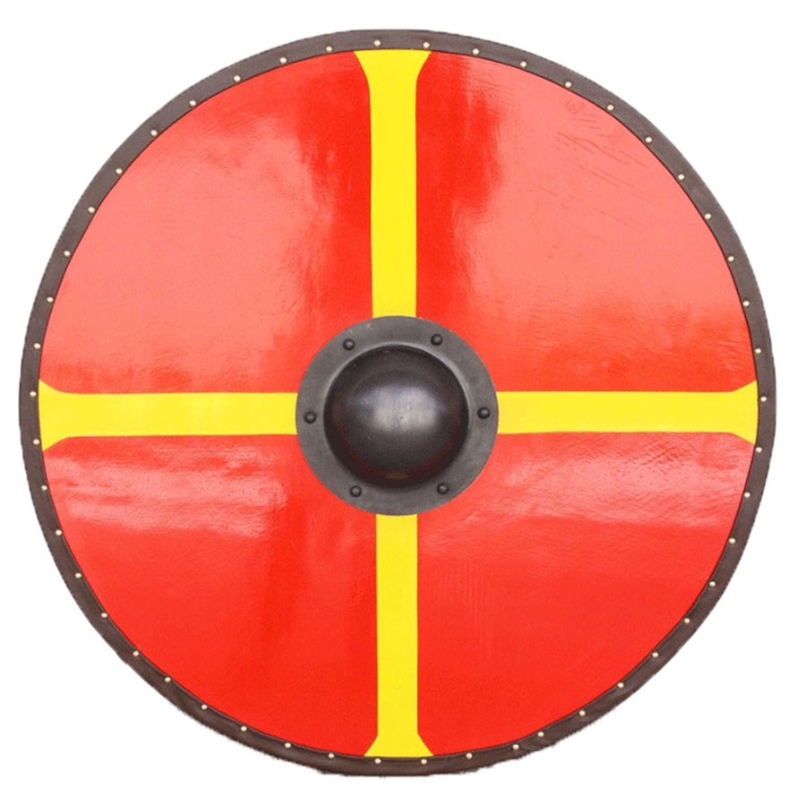 Escudo Vikingo Cruz de Windlass madera y acero