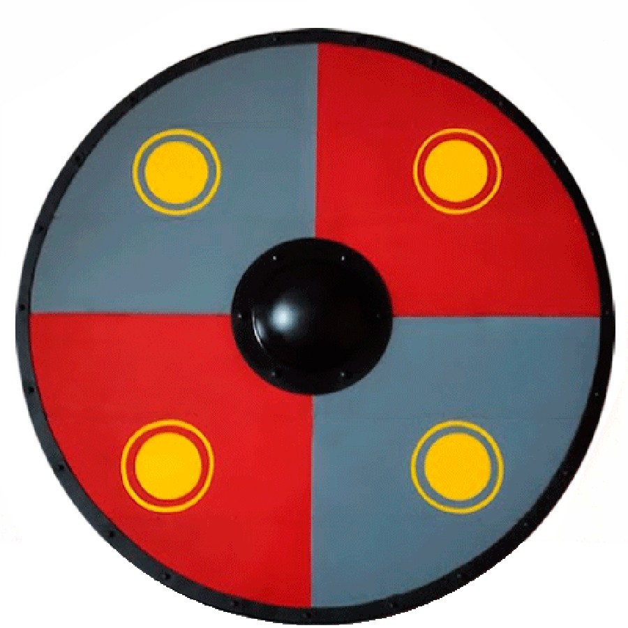 Escudo de combate Vikingo, rojo-azul
