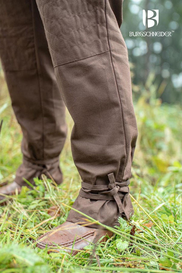 Pantalones medievales Kerga, algodón marrón