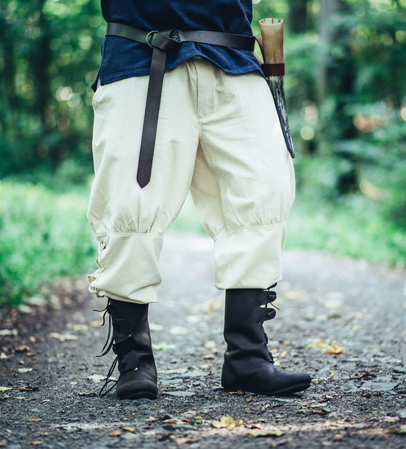 Pantalones vikingos cordones blanco natural