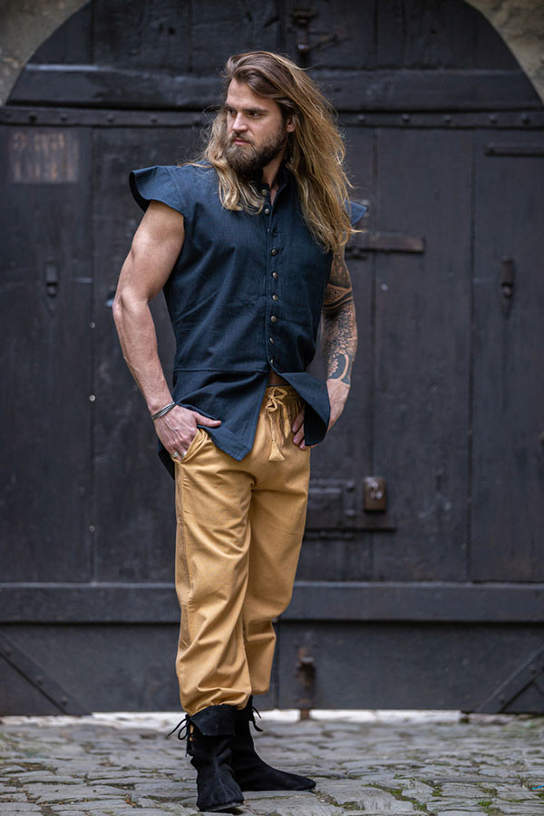 Chaleco renacentista clásico modelo Charles, color azul