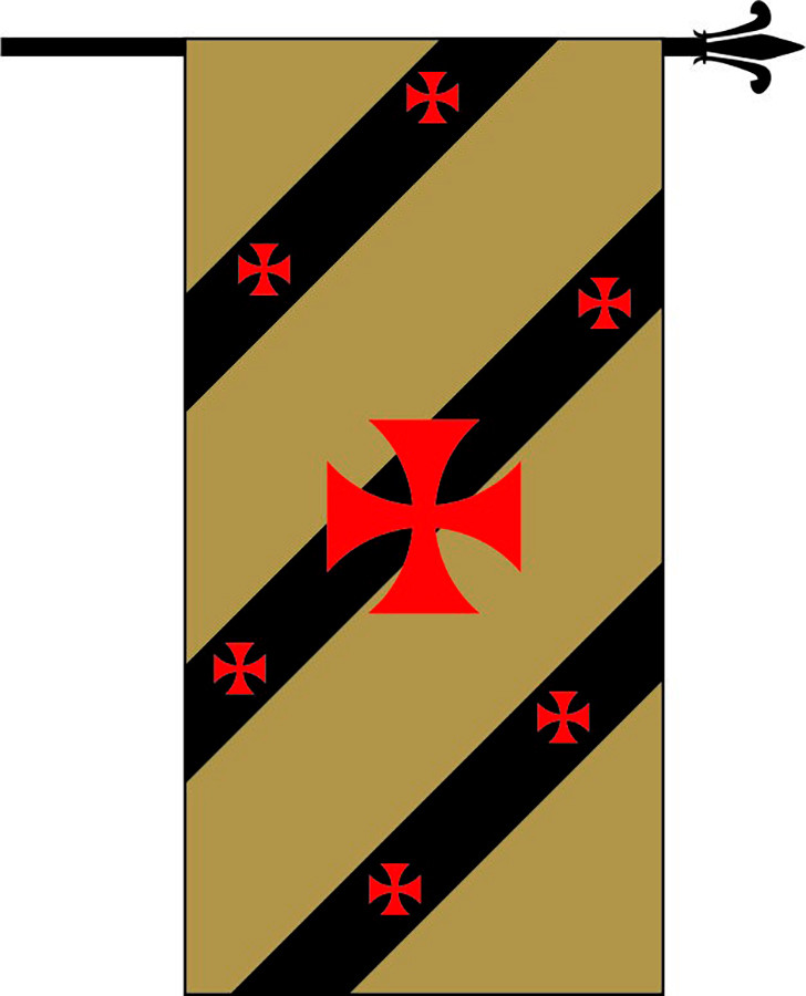 Estandarte Medieval con Cruces Templarias rojas