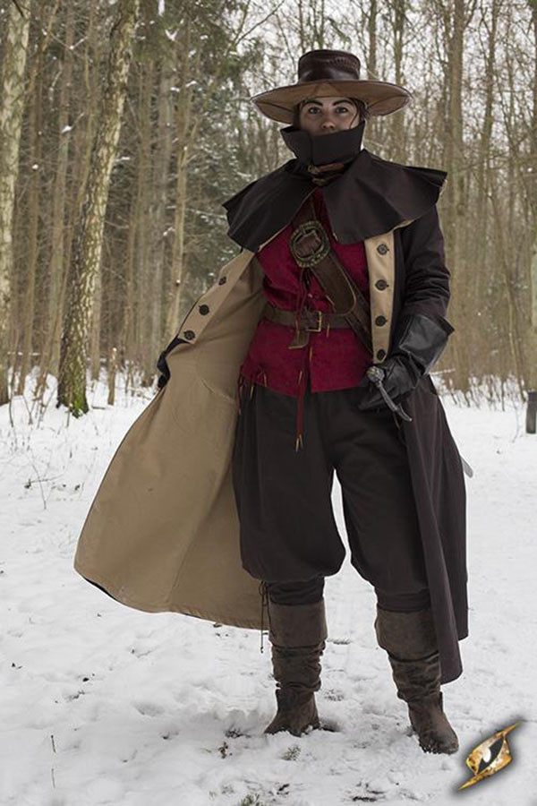 Abrigo medieval cazador Hellsing, marrón oscuro