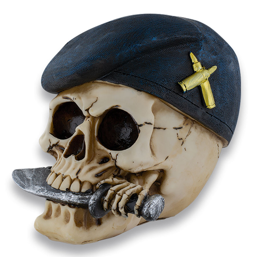 Miniatura calavera militar boina verde, 13,5 cm.