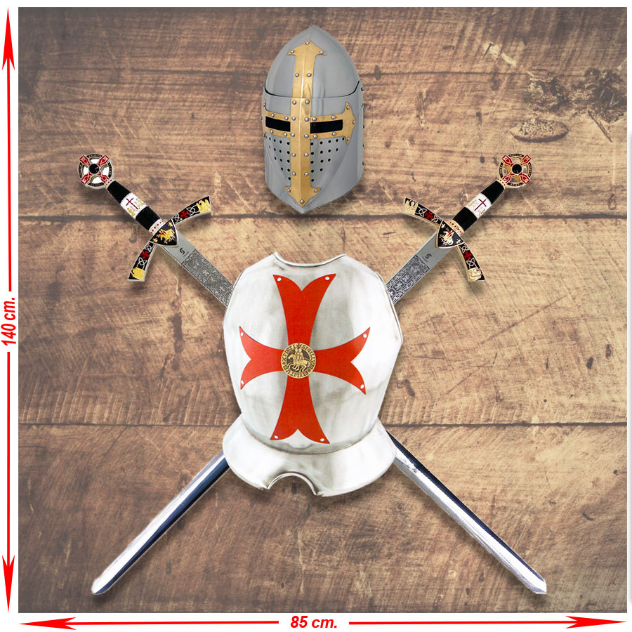 Panoplia de Caballeros Templarios con Espadas, pectoral y casco