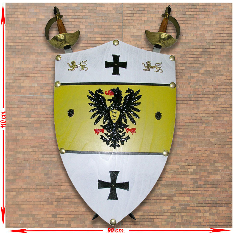 Panoplia de 2 espadas piratas + Escudo de Barbarroja