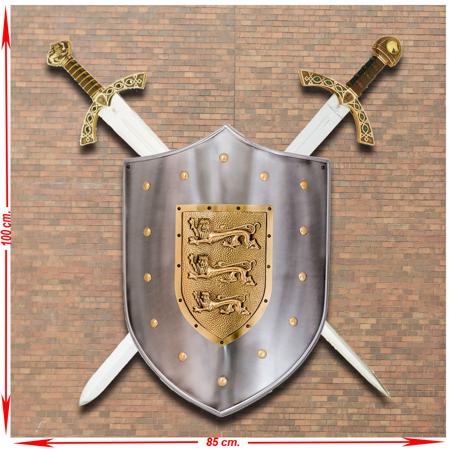 Panoplia medieval de espadas de Lancelot y el Príncipe Valiente con escudo