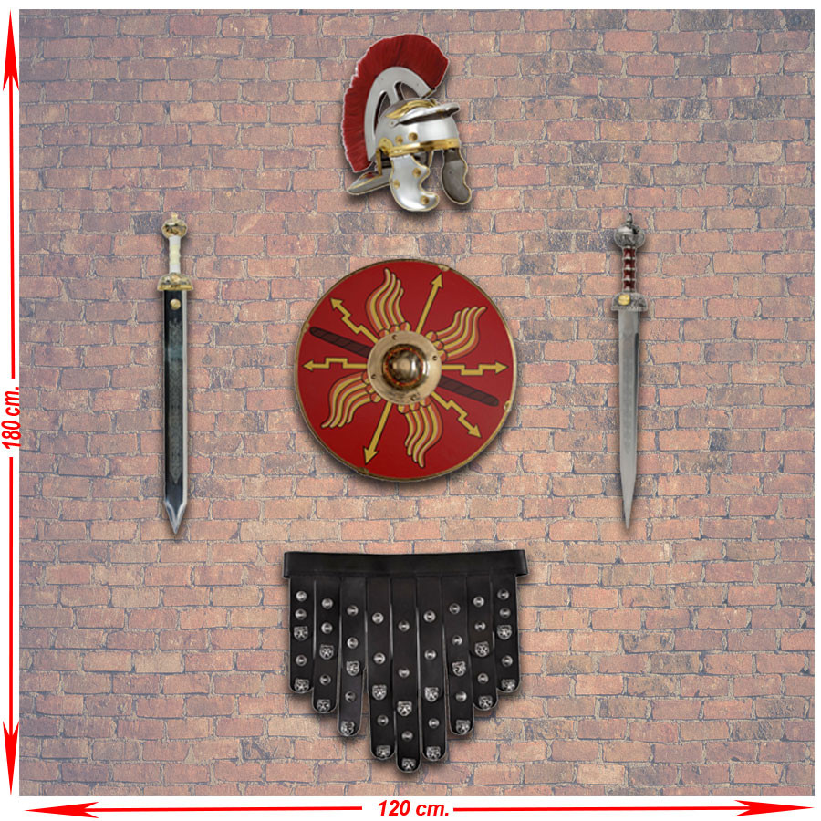 Panoplia armas legiones romanas.  escudo, gladius, casco y cingulum