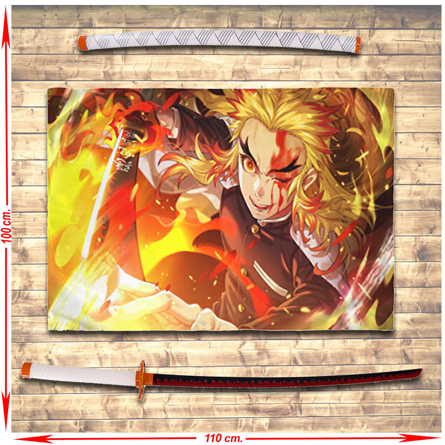 Pack estandarte + katana de Rengoku Kyoujurou de Demon Slayer