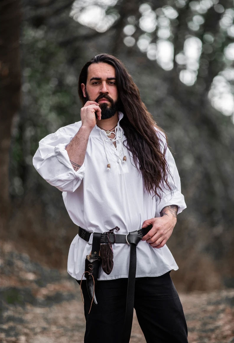 Camisa medieval Friedrich blanca con lazos