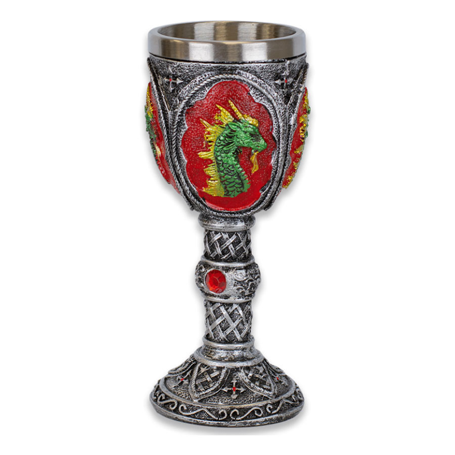 Copa de resina Dragón Verde para coleccionistas, 18 cm.