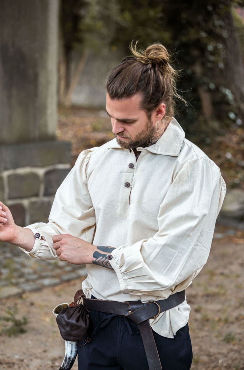 Camisa medieval modelo Ferdinand, blanco natural