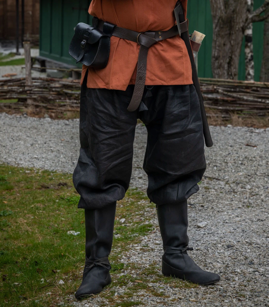 Pantalones vikingos lino Wodan, negro