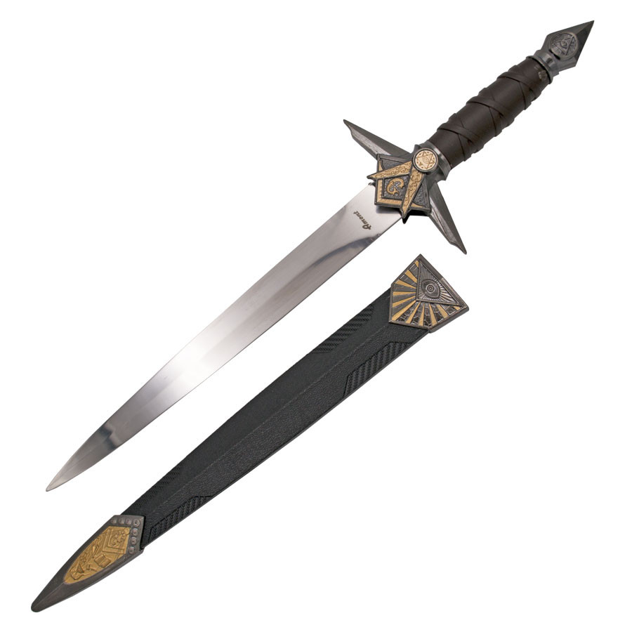 Daga medieval Masónica, pomo níquel