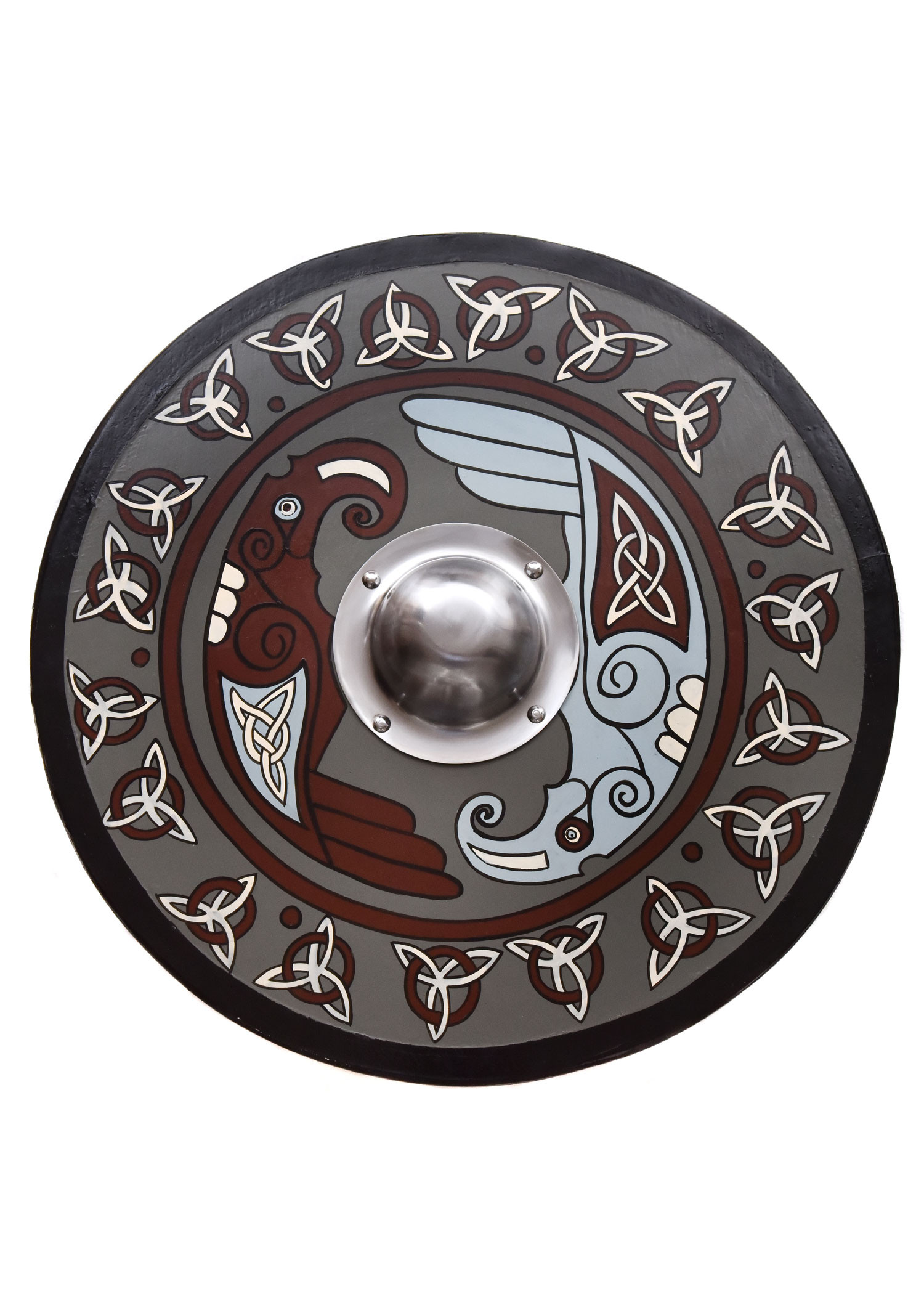 Escudo Vikingo pintado con Cuervo y Triquetas, 61 cm. Ø