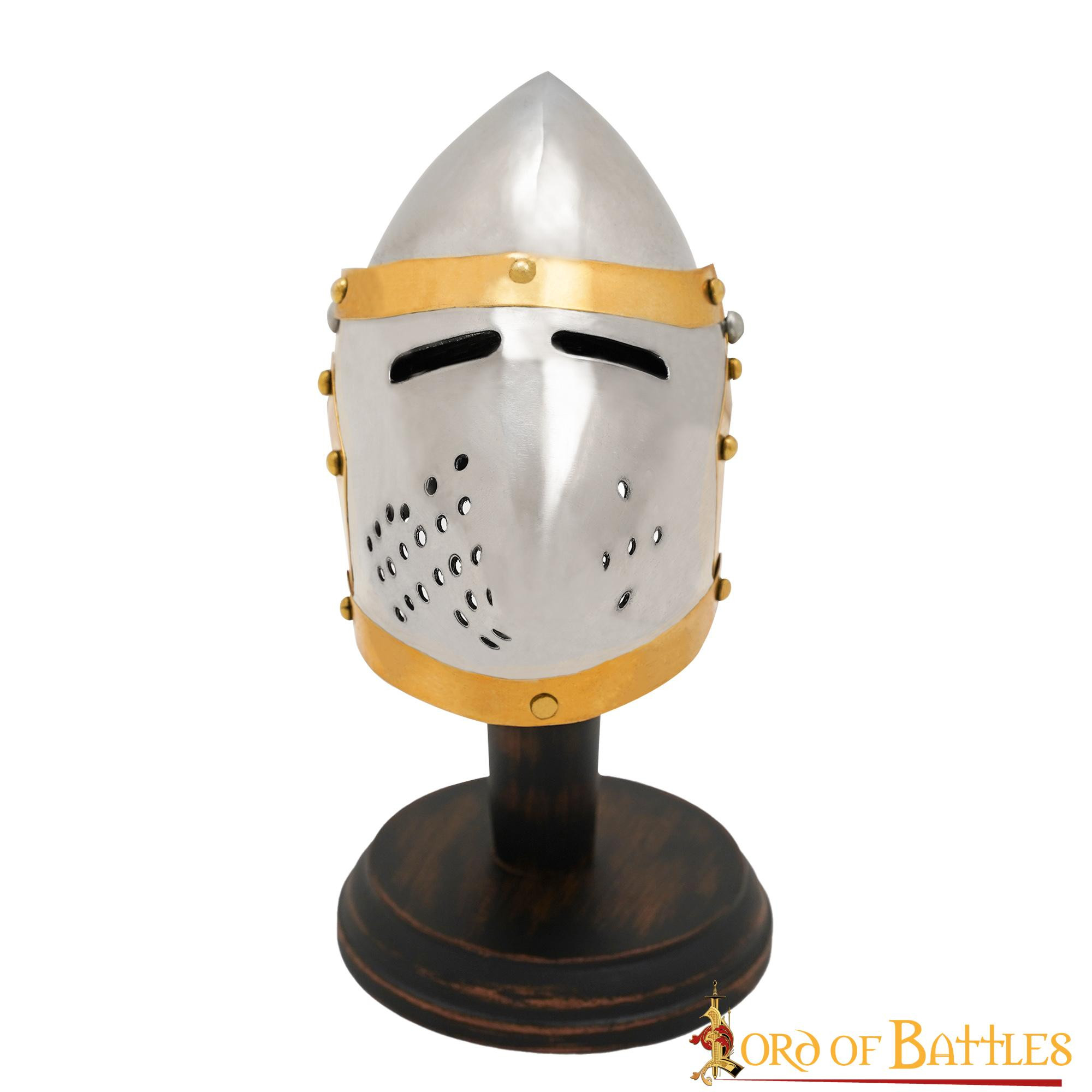 Mini casco bacinete Pig Face, con stand