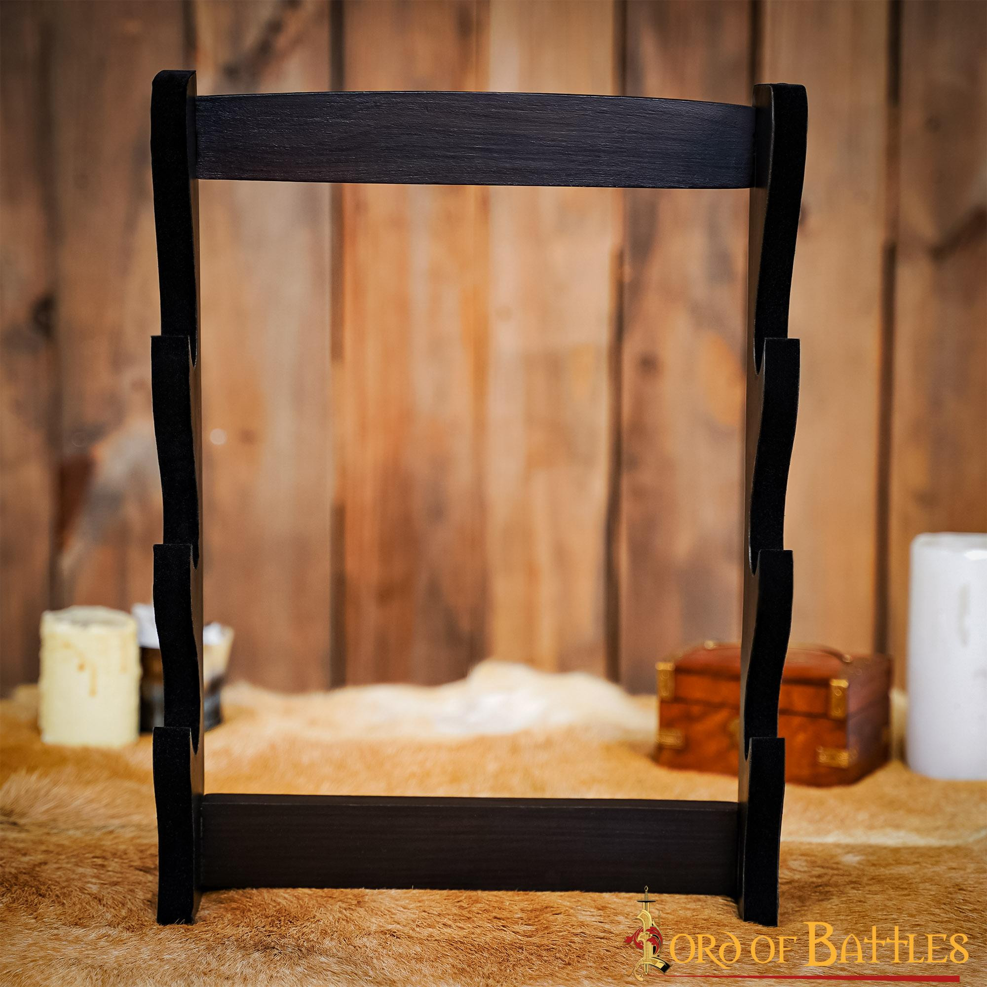 Soporte de madera de 3 niveles para hachas o espadas