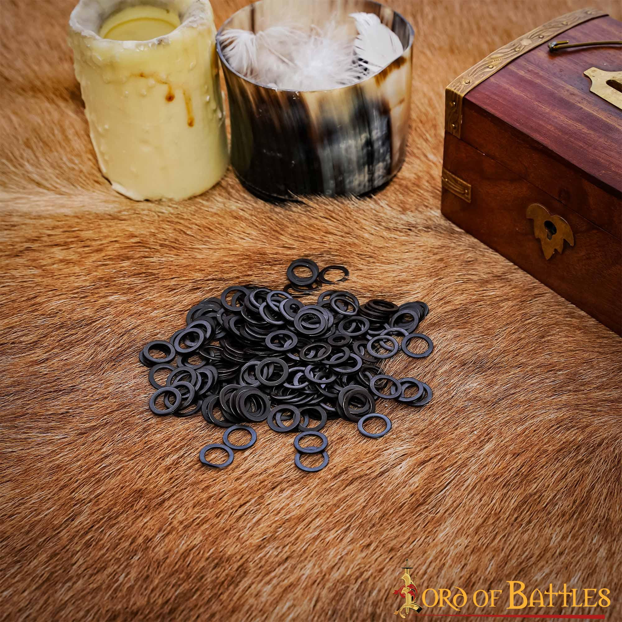 Anillos planos sólidos de acero negro, 9 mm