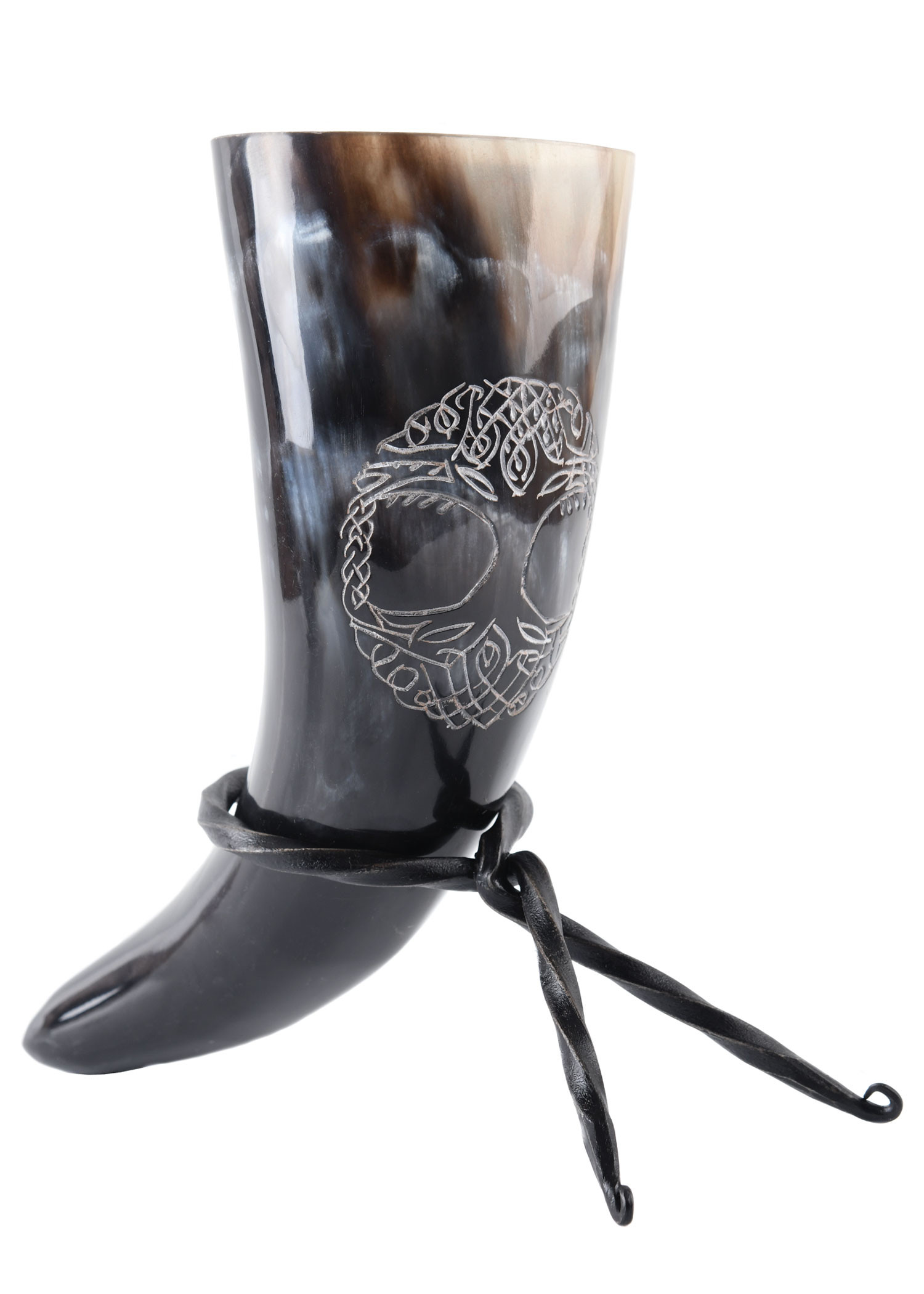 Cuerno vikingo, el árbol de la vida Yggdrasil con soporte (200-300 ml.)