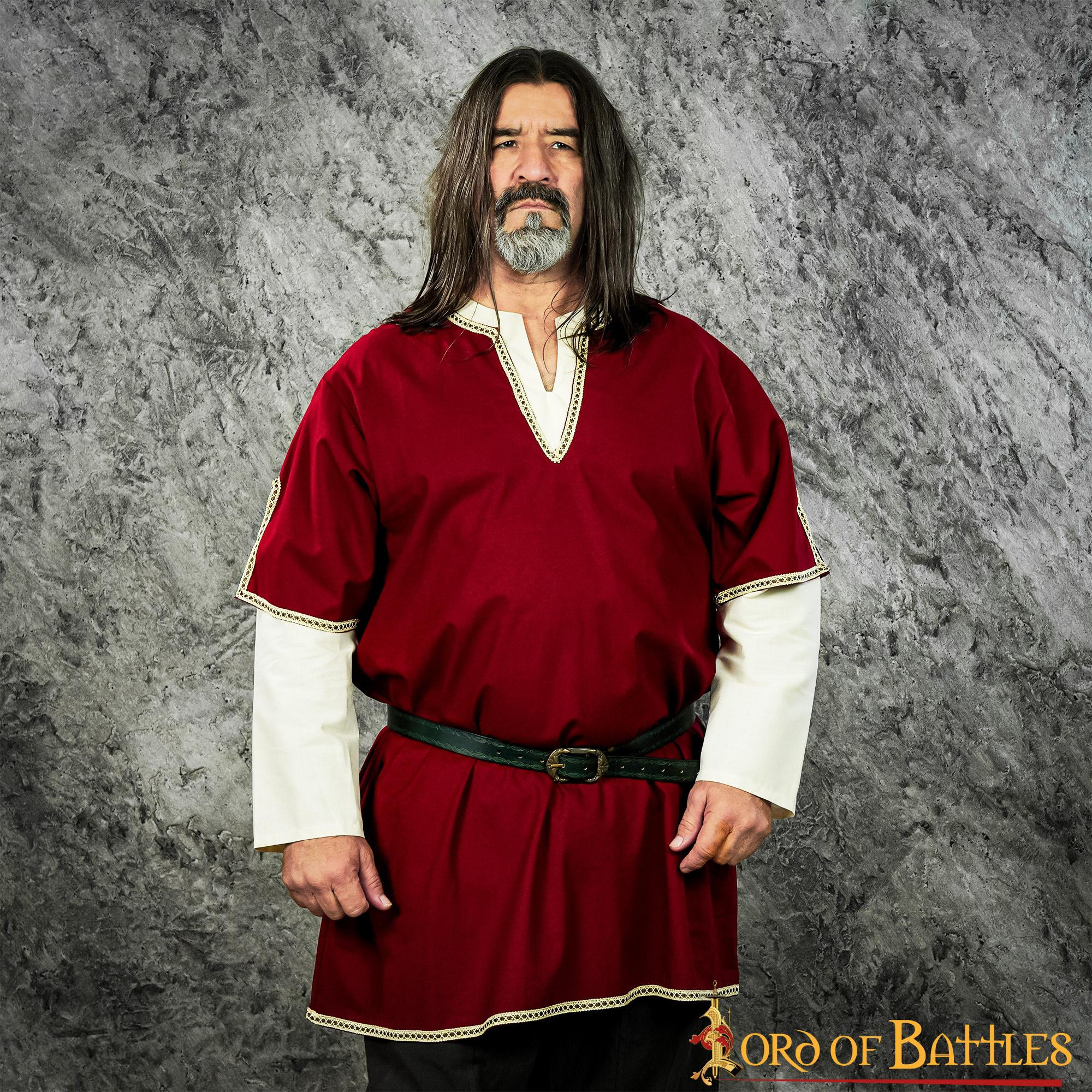 Túnica Vikinga con doble manga - Granate