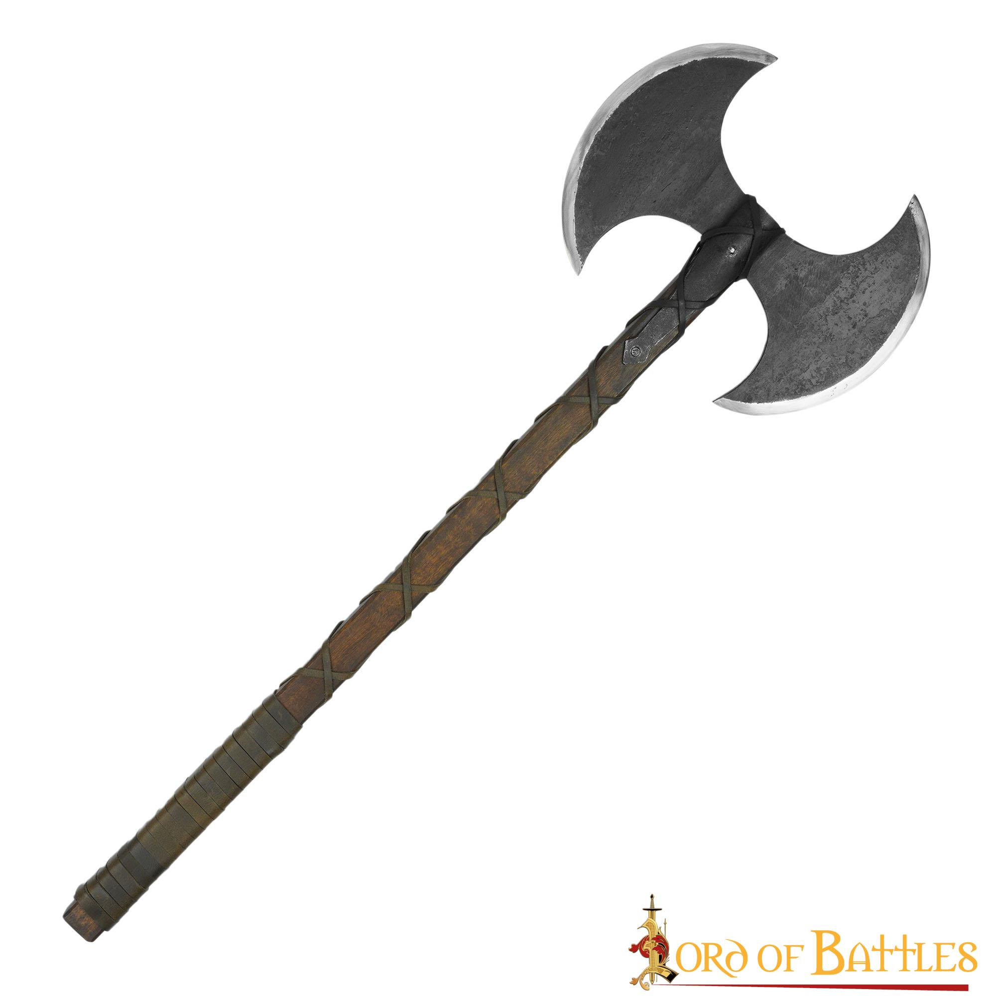 Hacha vikinga doble filo en acero al carbono (91 cm.)