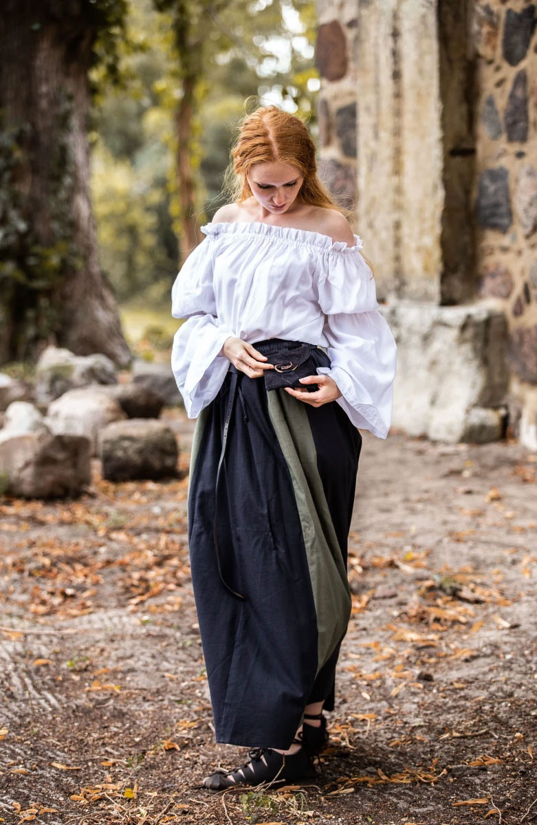 Blusa medieval clásica modelo Emma, color blanco