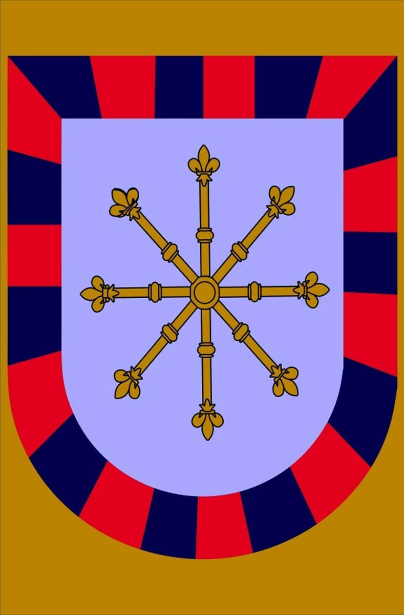 Estandarte medieval con la cruz compleja