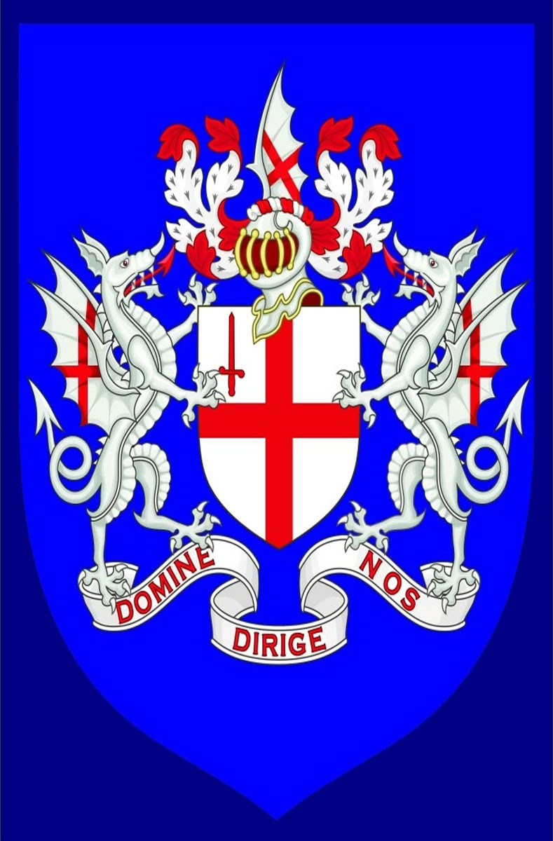 Estandarte medieval dragones y escudo de armas