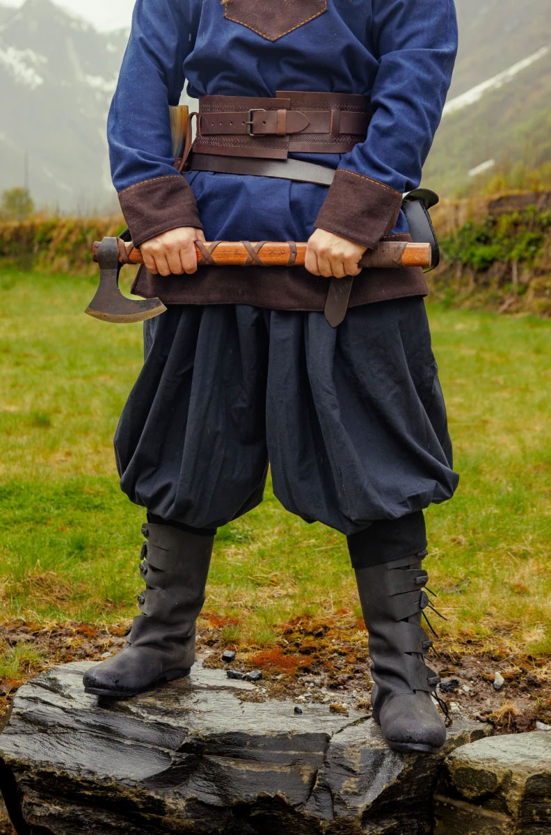 Pantalón vikingo de algodón modelo Norman, negro