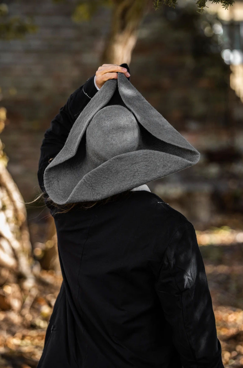 Sombrero Hugo pirata tricornio en lana, gris