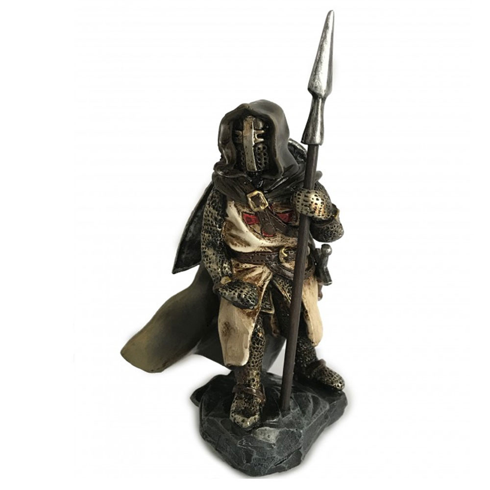 Caballero templario en miniatura con lanza, 22 cm.