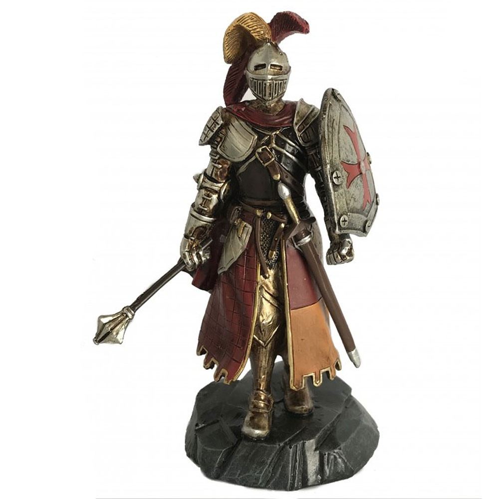 Caballero templario en miniatura con maza y escudo (12 cm.)