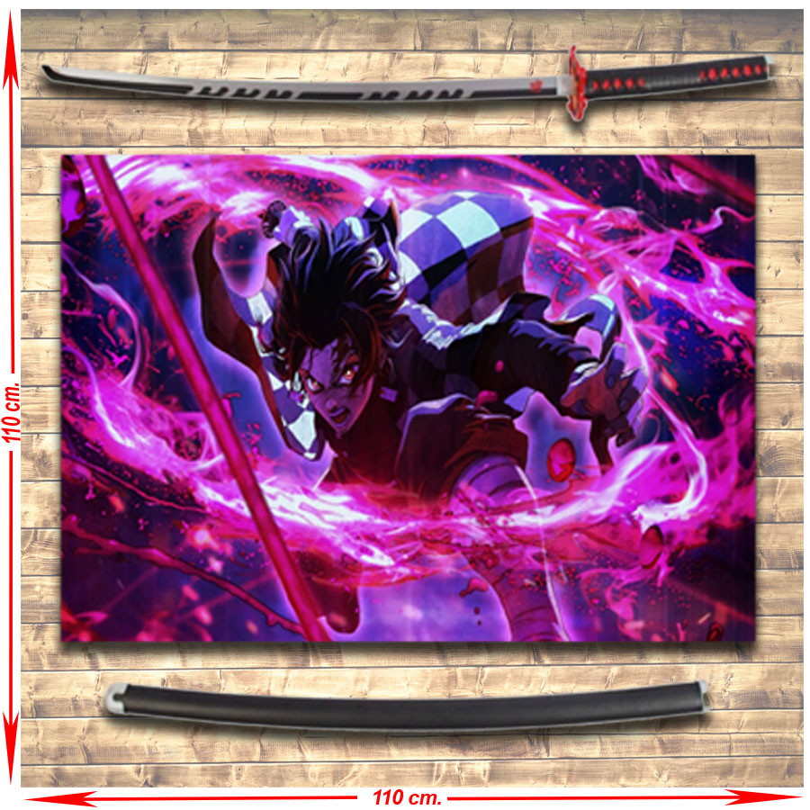 Pack estandarte + katana de Tanjiro Kamado de Demon Slayer