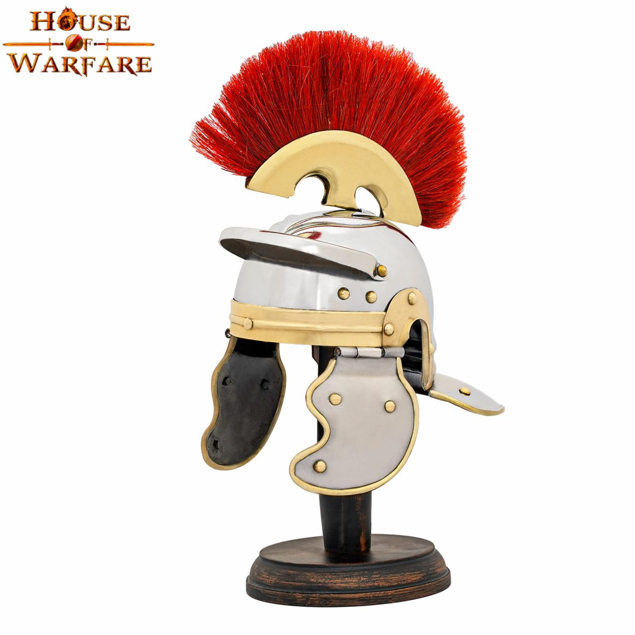 Mini Casco legionario romano con soporte de madera