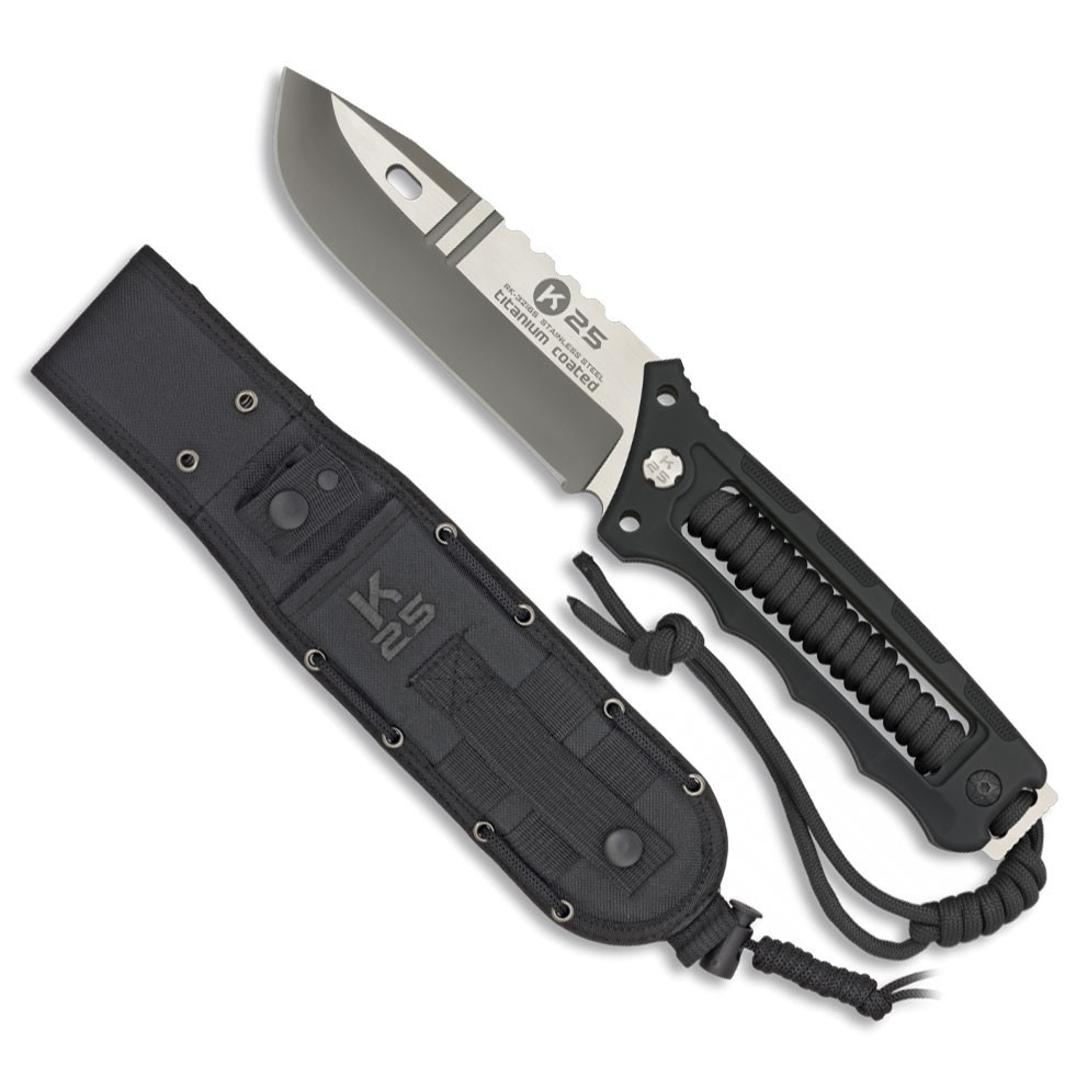 Cuchillo K25 mango encordado negro