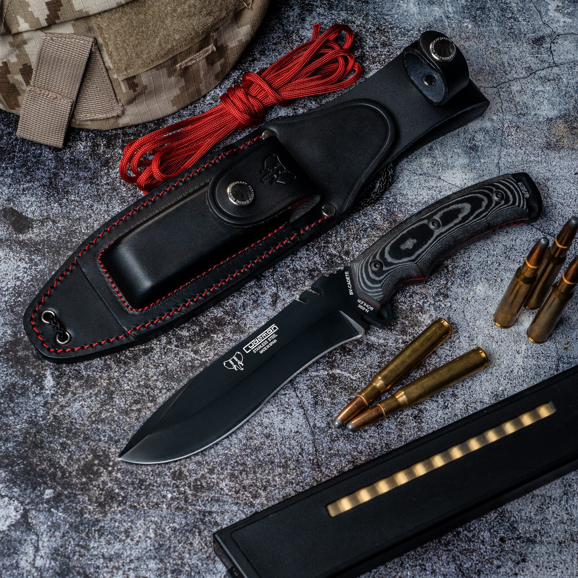 Cuchillo Boina Verde Cadete, Kit Completo