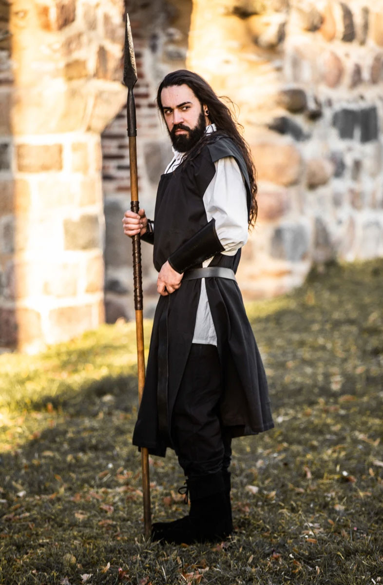 Túnica medieval en algodón Frojoerick, negra