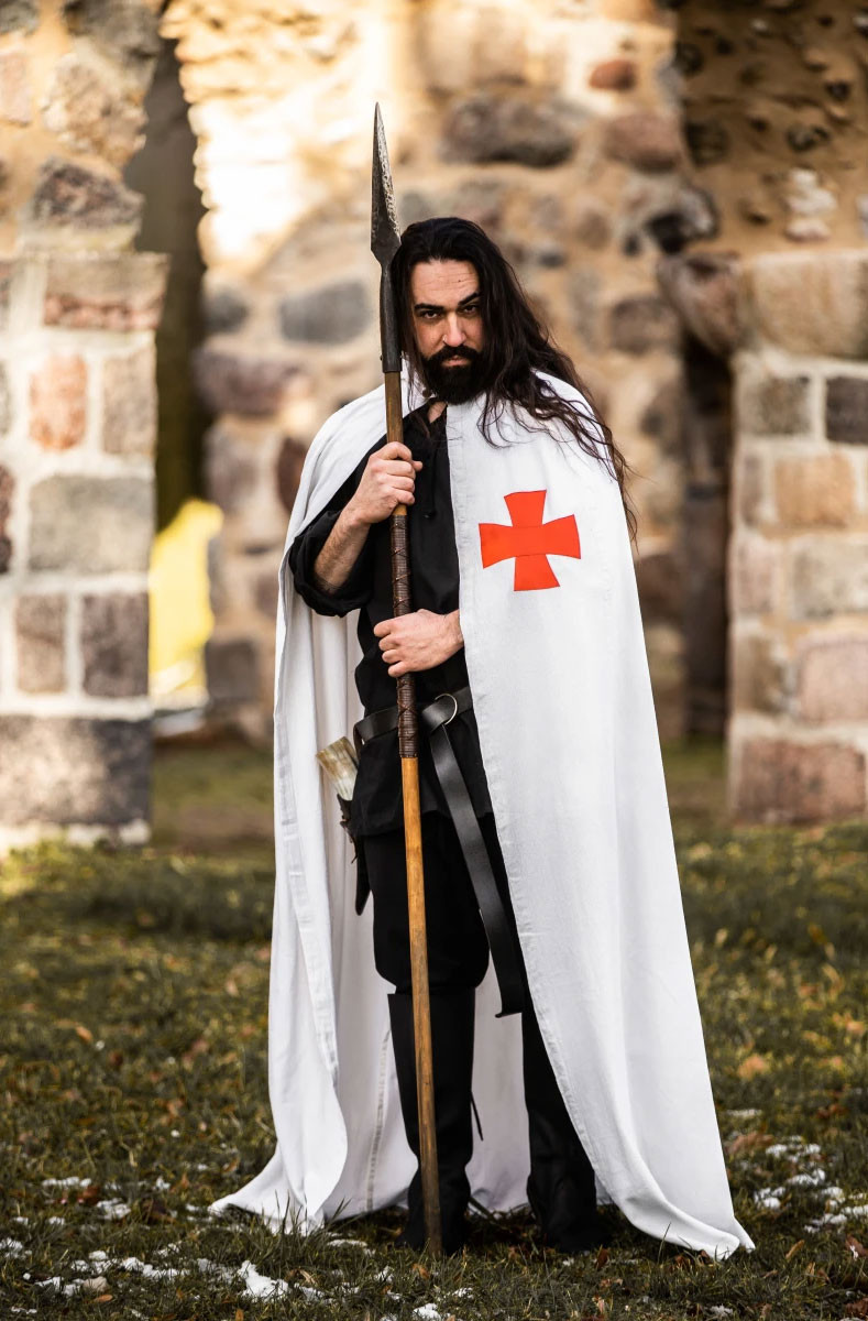 Capa de los Caballeros Templarios modelo Baldwin, blanco-rojo