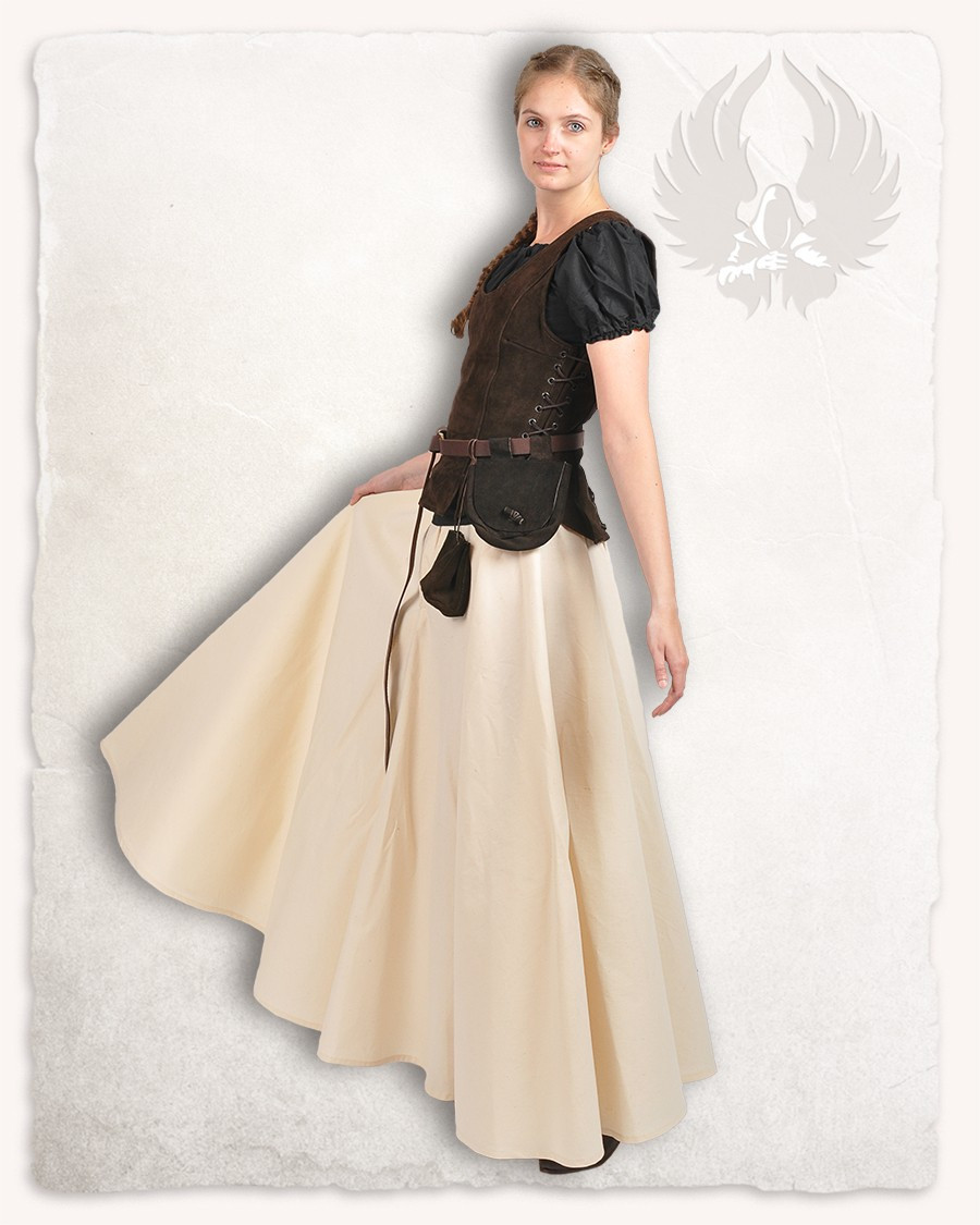 Falda medieval en algodón modelo Úrsula, blanco natural