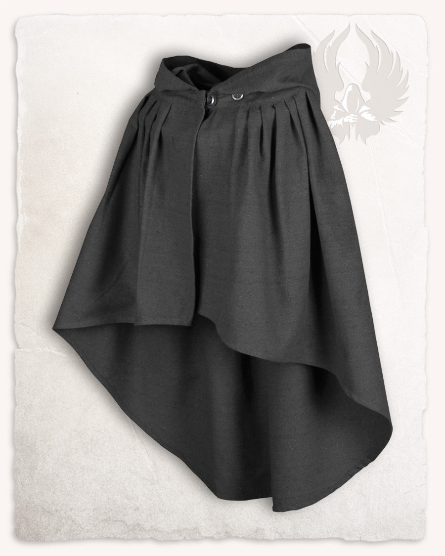 Capa medieval corta de algodón modelo Niko, negro