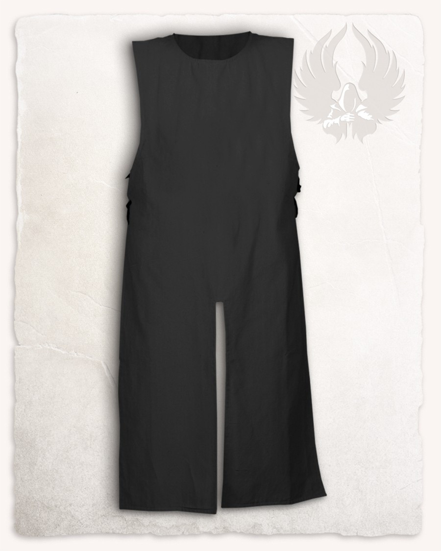 Túnica medieval de algodón modelo Carl, color negro