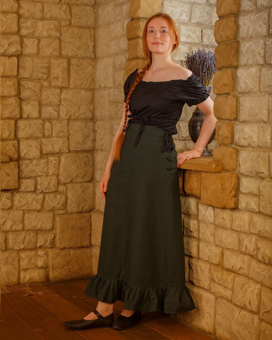 Falda medieval Nelly algodón en verde