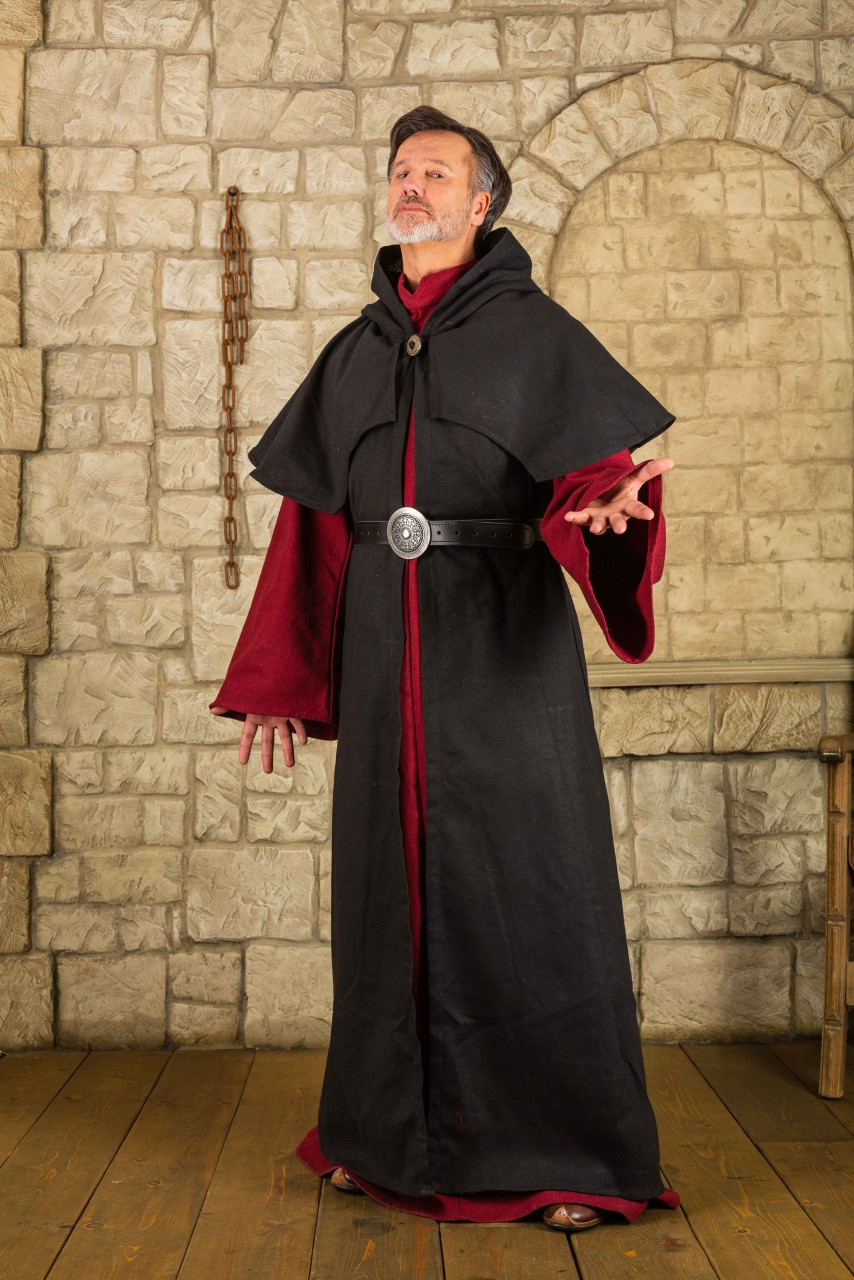 Túnica abierta Abraxas con capucha - Negra