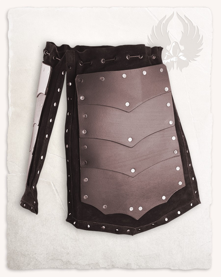 Escarcelas frontales en cuero marrón, modelo Rasmus