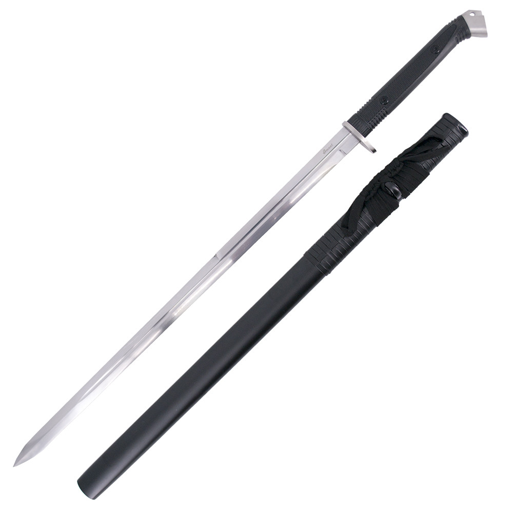 Katana práctica básica con vaina negra encordada