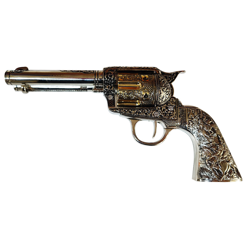Revólver Colt 45 PeaceMaker corto cachas metal, 27 cms.